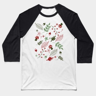 Retro Christmas Cottagecore Winter Berry Cozy Forest Hygge Aesthetic Pattern Baseball T-Shirt